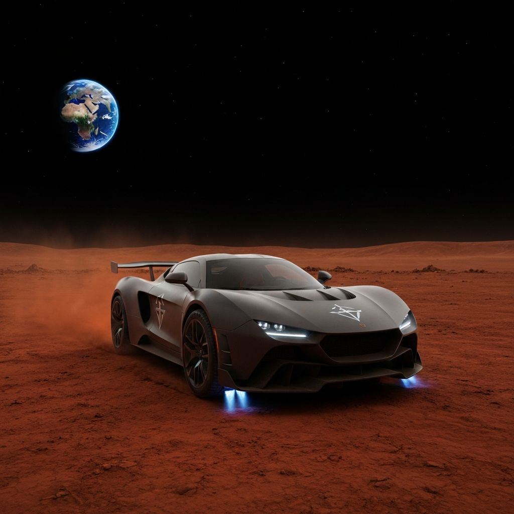 Pinnacle Predator on Mars surface with Earth visible in sky