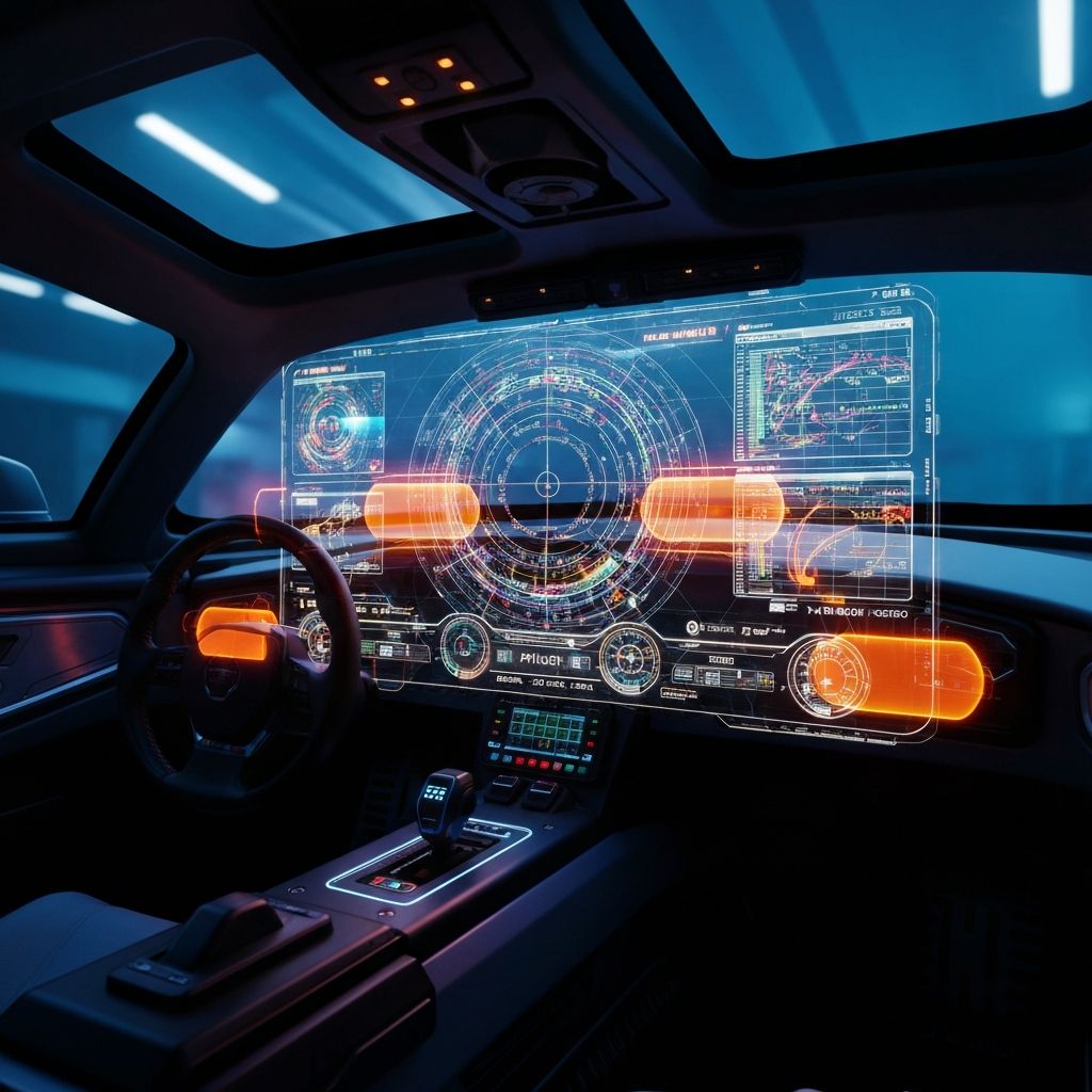 Quantum AI holographic dashboard with interstellar navigation